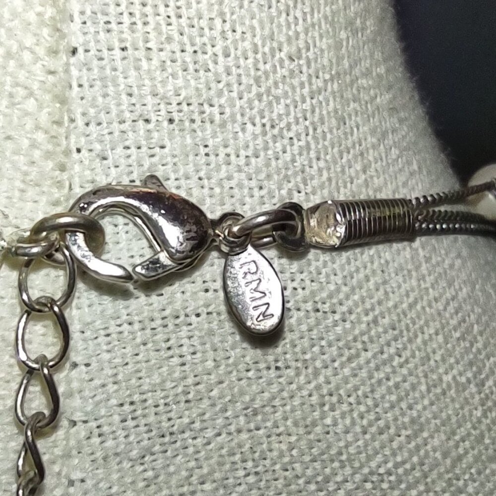 RMN Floating Faux Pearl Necklace Silver Tone Triple Strand Vintage-Inspired - Picture 5 of 6